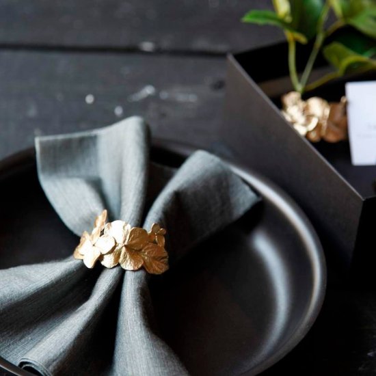 マイケルミショー　ナプキンリング　アジサイ4点セット（ブロンズ）